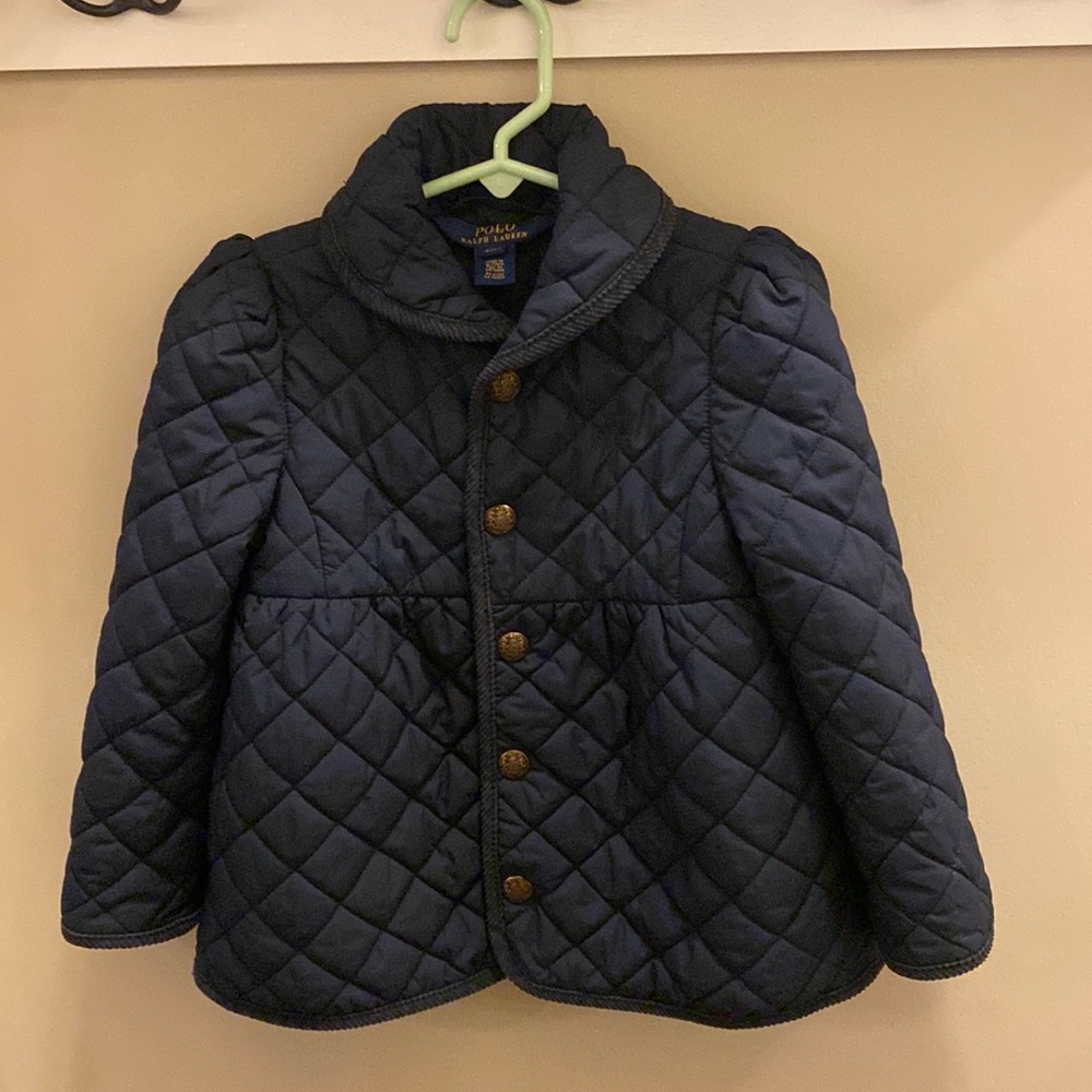 Navy Polo Ralph Lauren quilted girls coat size 4T